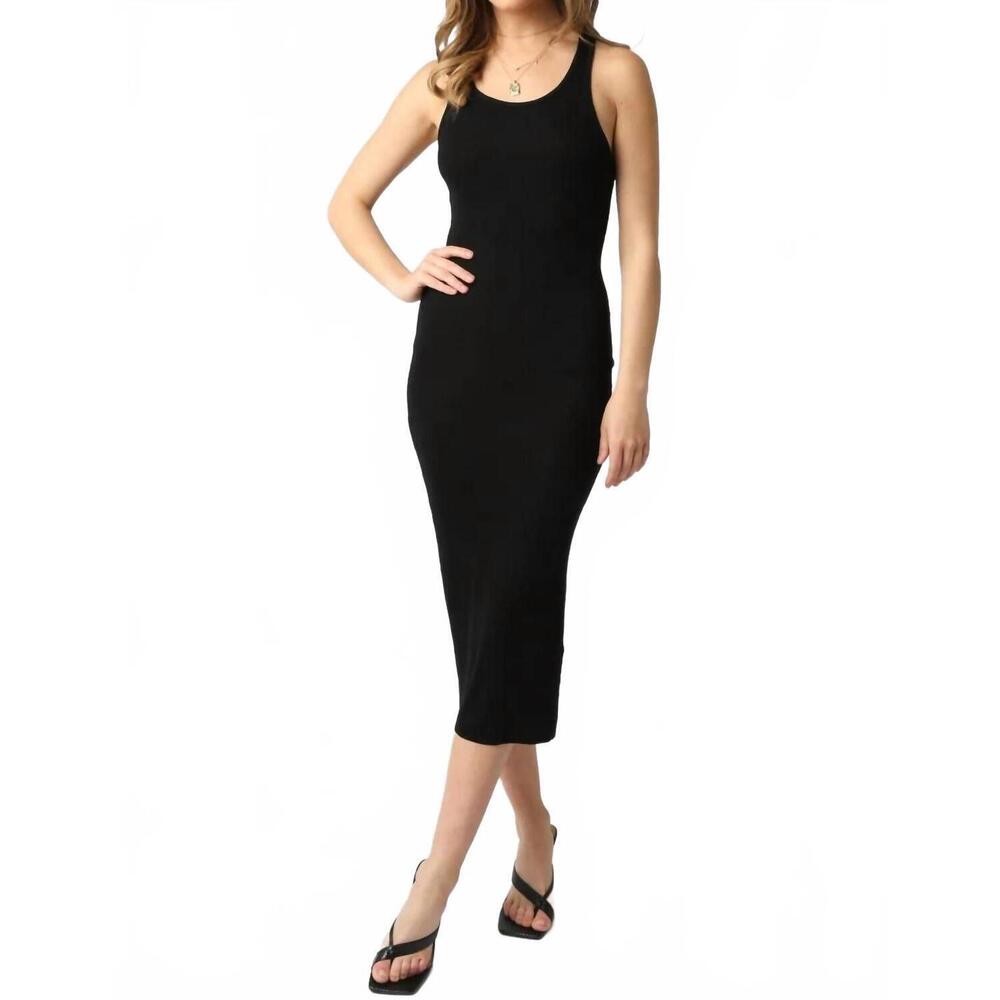 NEW GOLDEN jezebel ribbed racerback bodycon dress in black